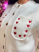 Gilet Blanc Coeurs Rouges