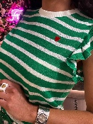 Top Marinière Coeur Vert