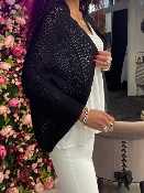Gilet Poncho Noir Ajouré 