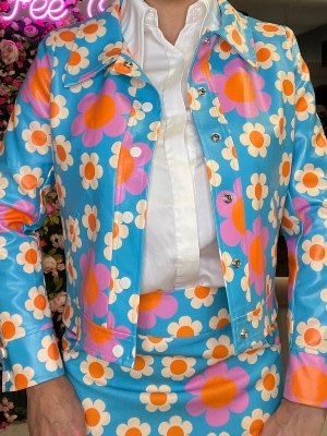 Blouson Vinyle Flower Bleu