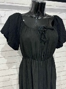 Robe Longue Noire Manches Bouffantes 