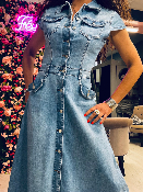 Robe Longue en Jean à Boutons