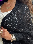 Gilet Poncho Noir Ajouré 