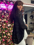 Gilet Poncho Noir Ajouré 