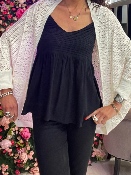 Gilet Poncho Blanc Ajouré 