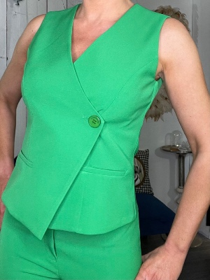 Gilet 1 Bouton Vert Vif