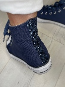 Baskets Montantes Strass Bleues Marine 