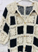 Haut Crochet Noir/Ficelle Manches Courtes