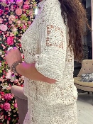 Haut Crochet Ficelle Manches Courtes