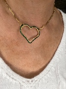 Collier Cœur Strass Vert