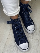 Baskets Montantes Strass Bleues Marine 