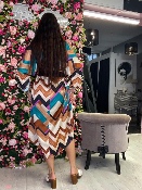 Robe Chevrons Beige Turquoise