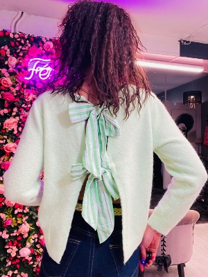 Pull Recto Verso Noeuds Dos Vert Pomme