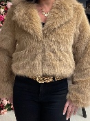 Veste Courte Fourrure Camel