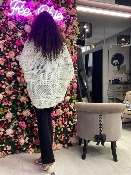 Gilet Poncho Blanc Ajouré 