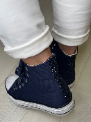 Baskets Montantes Strass Bleues Marine 