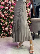 Jupe Plissée Asymétrique Taupe 