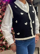 Gilet Noir Coeurs Blancs