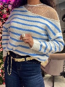 Pull Marinière Décolleté Plumetis