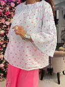 Haut Gaze de Coton Coeurs Roses