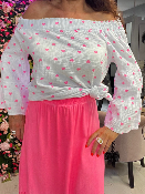 Haut Gaze de Coton Coeurs Roses