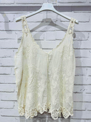 Top Brodé Beige