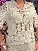 Haut Crochet Ficelle Manches Courtes