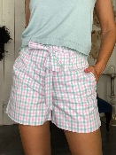 Short Vichy Vert et Rose