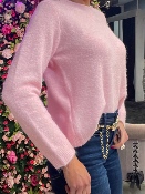 Pull Recto Verso Noeuds Dos Rose Tendre