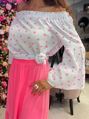 Haut Gaze de Coton Coeurs Roses