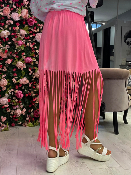 Jupe Franges Rose Fluo