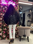 Gilet Poncho Noir Ajouré 