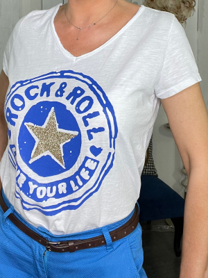T-Shirt Rock & Roll Bleu Vif