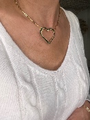 Collier Cœur Strass Vert