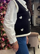 Gilet Noir Coeurs Blancs
