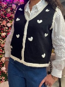 Gilet Noir Coeurs Blancs
