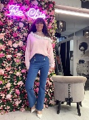 Pull Rose Fleurs Décolleté Résille