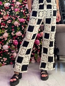 Pantalon CrochetNoir/Ficelle
