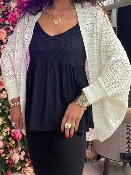 Gilet Poncho Blanc Ajouré 