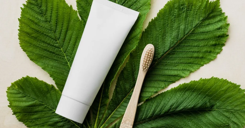 dentifrice biologique naturel pour un sourire sain et éclatant, formulé avec des ingrédients issus de l'agriculture biologique.
